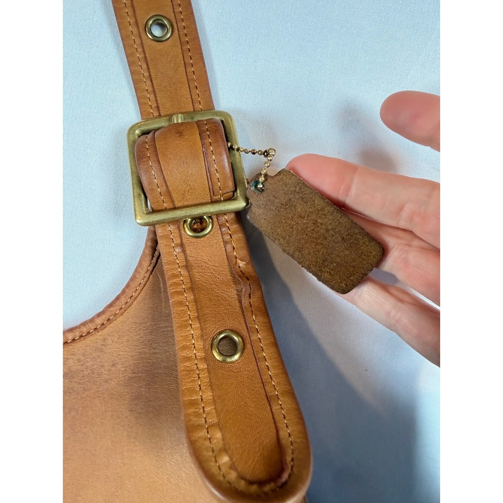 Vtg Rare Coach NYC Crescent Saddle Bag Tan Leather Bonnie Cashin Era Pre-Creed - Picture 8 of 15